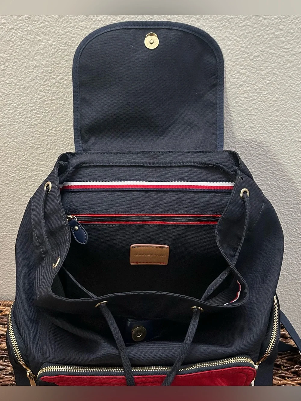 Tommy Hilfiger Canvas Backpack, Red White Blue, Lots Of Space, Unisex